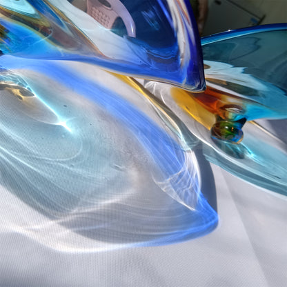 Inspired Chihuly Persian plate rainbow color hand made glass art