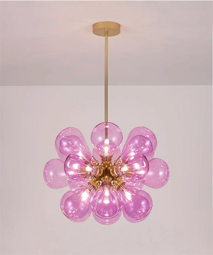 Blown glass bubbles chandelier blue/pink/white/amber color choice