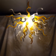 Yellow and white clear mouth blown glass lighting dinging room decoration