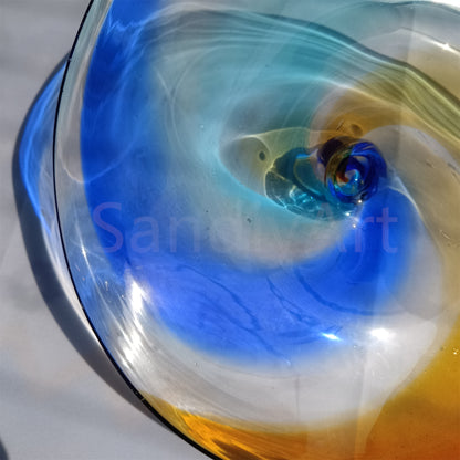 Inspired Chihuly Persian plate rainbow color hand made glass art