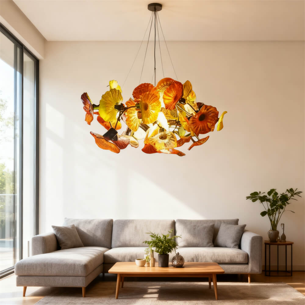 Glass floral ceiling light dining room modern style custom design art