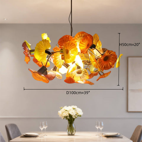 Glass floral ceiling light dining room modern style custom design art