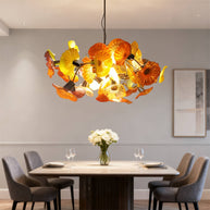 Glass floral ceiling light dining room modern style custom design art
