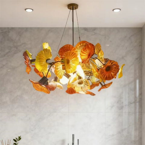 Glass floral ceiling light dining room modern style custom design art