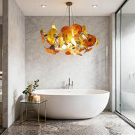 Glass floral ceiling light dining room modern style custom design art