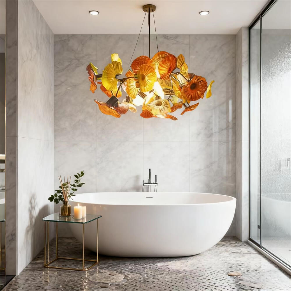 Glass floral ceiling light dining room modern style custom design art