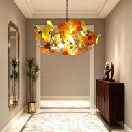 Glass floral ceiling light dining room modern style custom design art