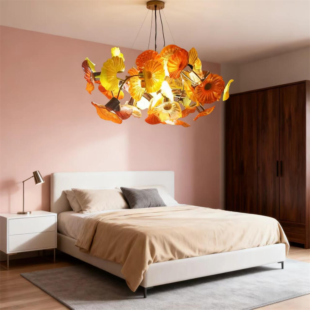 Glass floral ceiling light dining room modern style custom design art