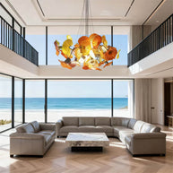Glass floral ceiling light dining room modern style custom design art