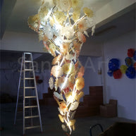 Murano glass lotus leaves chandelier big project for hotel decoration