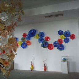 Murano glass lotus leaves chandelier big project for hotel decoration