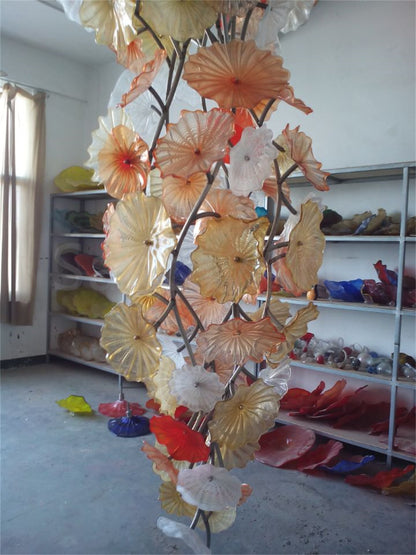Murano glass lotus leaves chandelier big project for hotel decoration