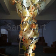 Murano glass lotus leaves chandelier big project for hotel decoration