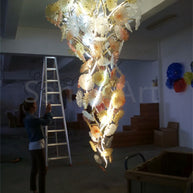 Murano glass lotus leaves chandelier big project for hotel decoration