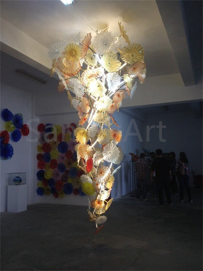 Murano glass lotus leaves chandelier big project for hotel decoration