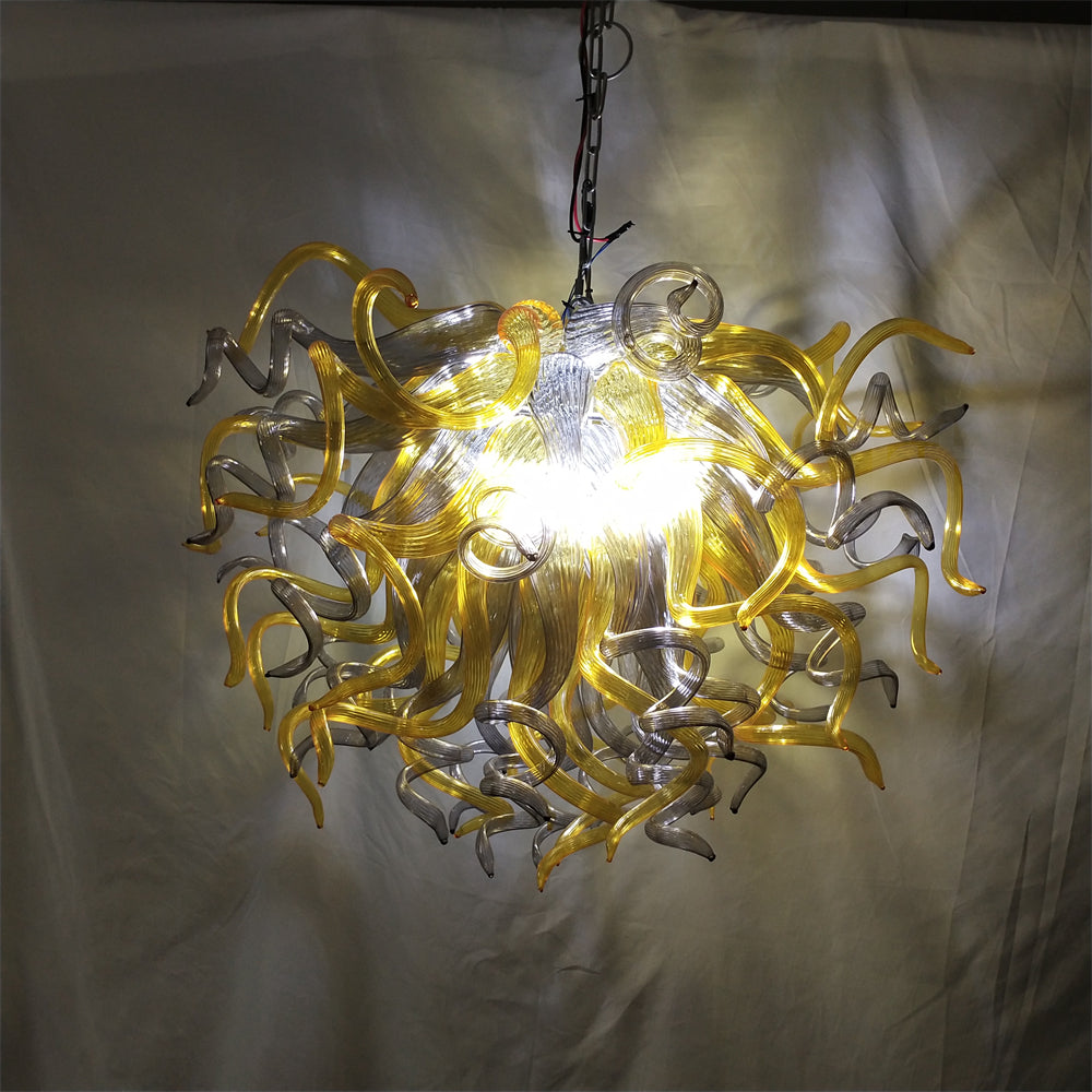 Special design of amber and grey color blowing glass chihuly chandelier home decoration lighting