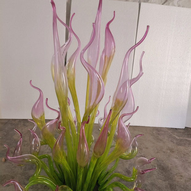 Goose head pink gradient green hand made chihuly style glass sculpture garden decoration art