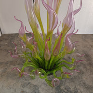 Goose head pink gradient green hand made chihuly style glass sculpture garden decoration art