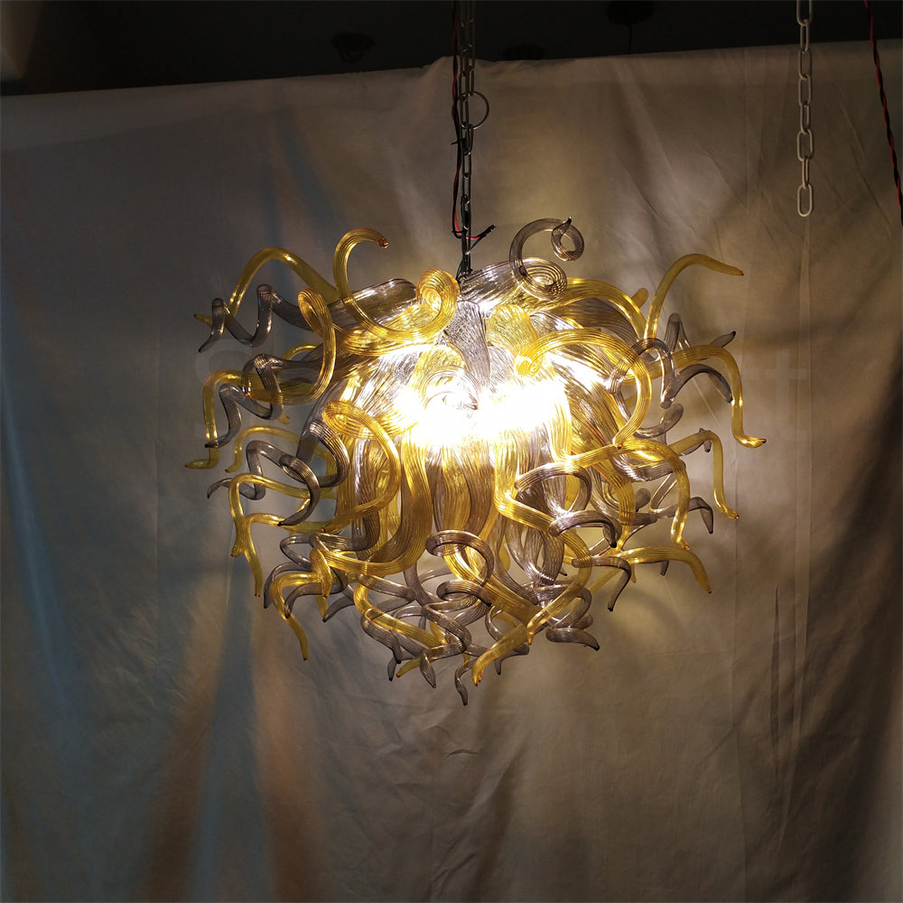 Special design of amber and grey color blowing glass chihuly chandelier home decoration lighting