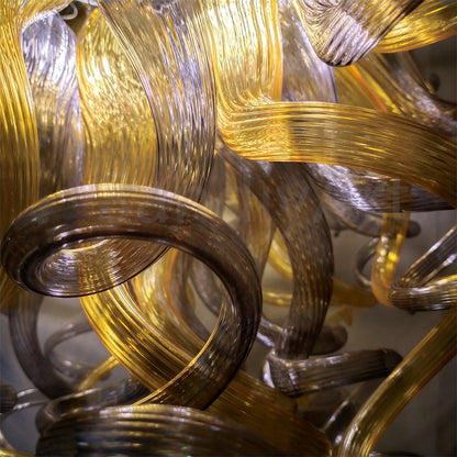 Special design of amber and grey color blowing glass chandelier home decoration lighting