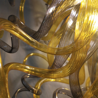 Special design of amber and grey color blowing glass chandelier home decoration lighting