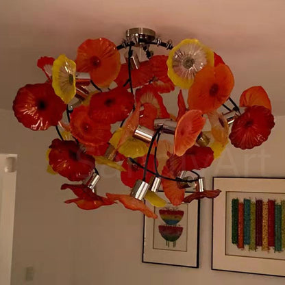 Dining room modern style glass floral ceiling light custom design art