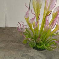 Goose head pink gradient green hand made chihuly style glass sculpture garden decoration art