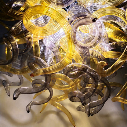 Special design of amber and grey color blowing glass chandelier home decoration lighting