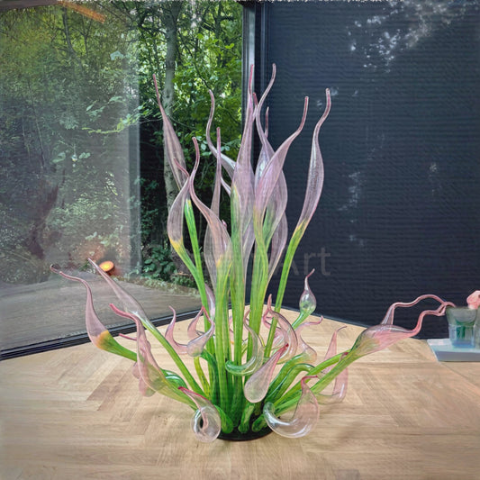 Goose head pink gradient green hand made chihuly style glass sculpture garden decoration art