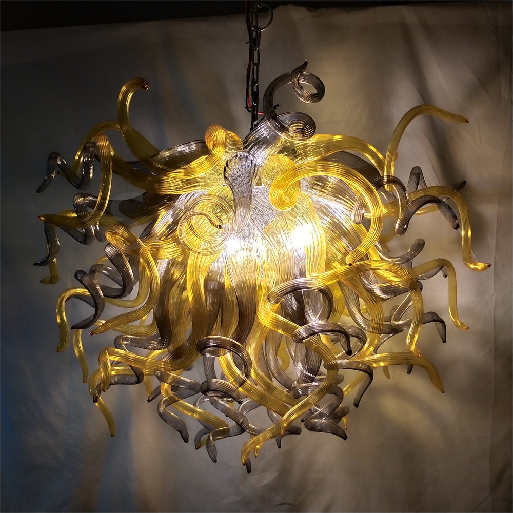 Special design of amber and grey color blowing glass chihuly chandelier home decoration lighting