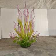 Goose head pink gradient green hand made chihuly style glass sculpture garden decoration art