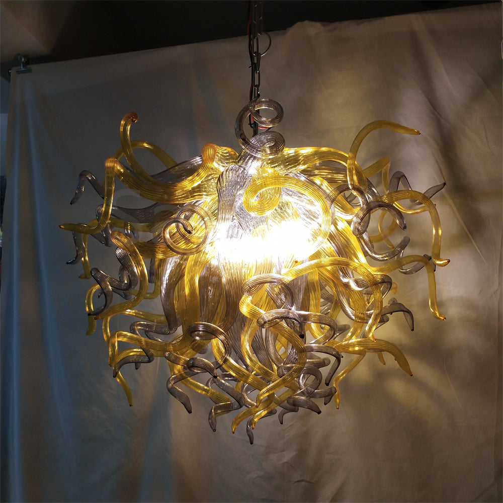 Special design of amber and grey color blowing glass chihuly chandelier home decoration lighting