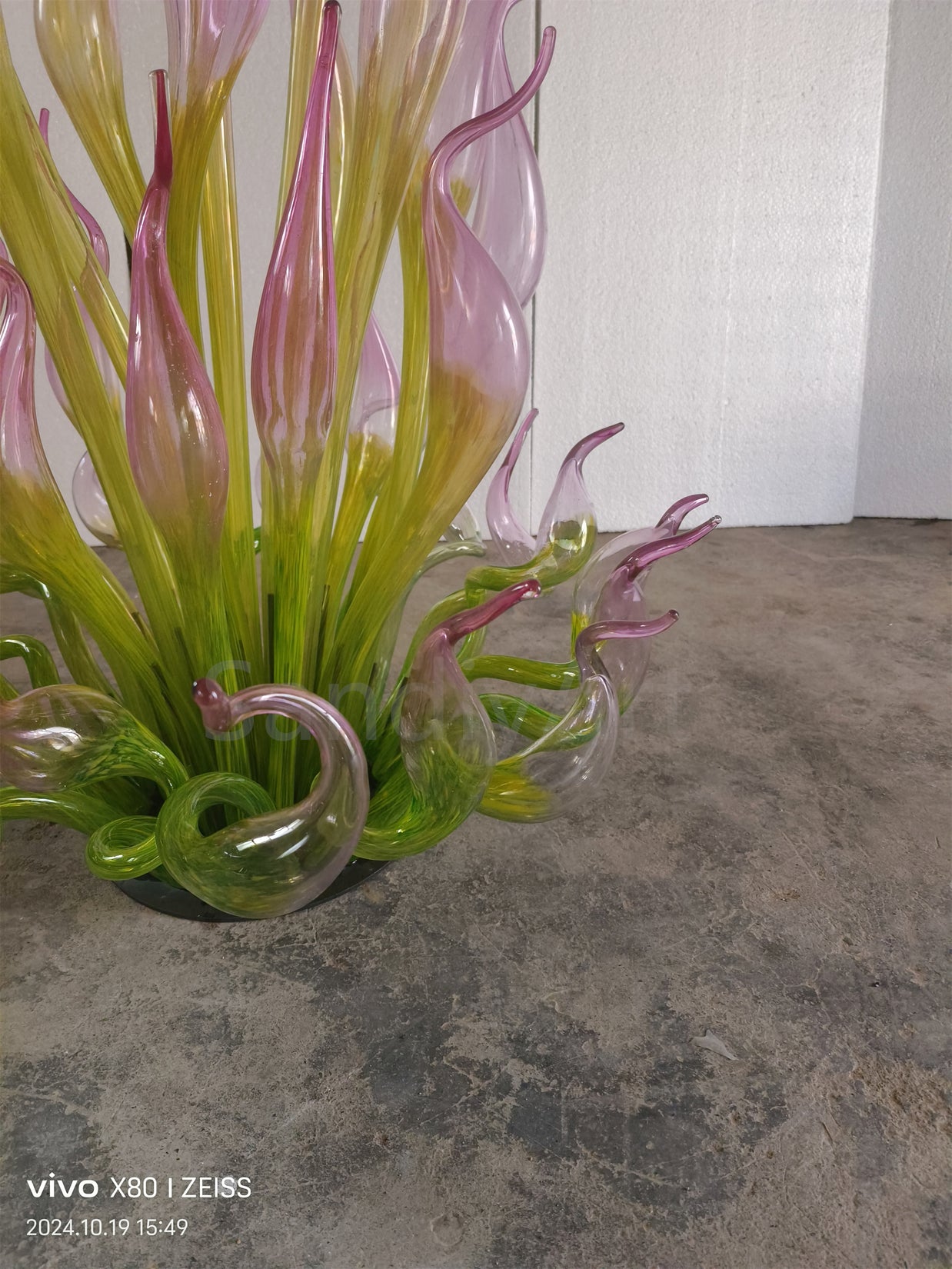 Goose head pink gradient green hand made chihuly style glass sculpture garden decoration art