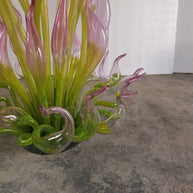 Goose head pink gradient green hand made chihuly style glass sculpture garden decoration art