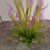 Goose head pink gradient green hand made chihuly style glass sculpture garden decoration art