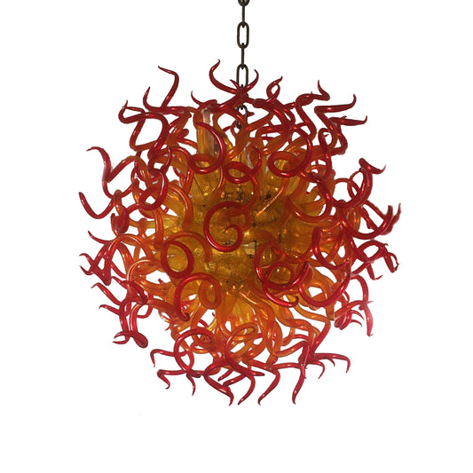 Amber to Red Gradient Flame shape chandelier blown glass DIY lighting