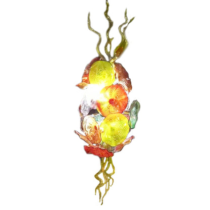 Multicolor hand made custom glass flower chandelier villa decoration
