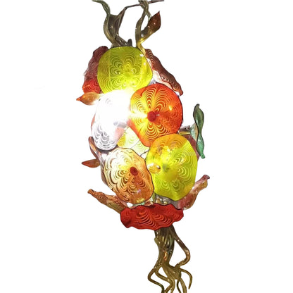 Multicolor hand made custom glass flower chandelier villa decoration