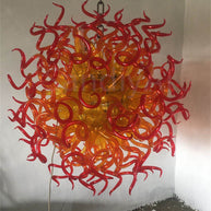 Amber to Red Gradient Flame shape chandelier blown glass DIY lighting