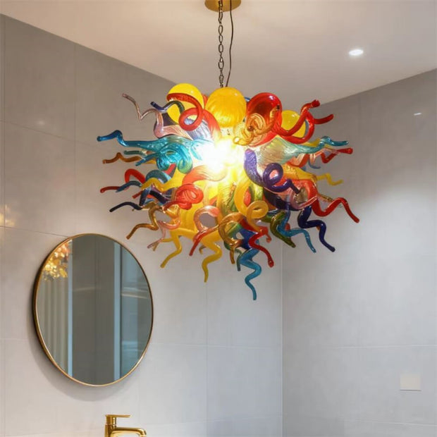 Blown glass colorful chandelier