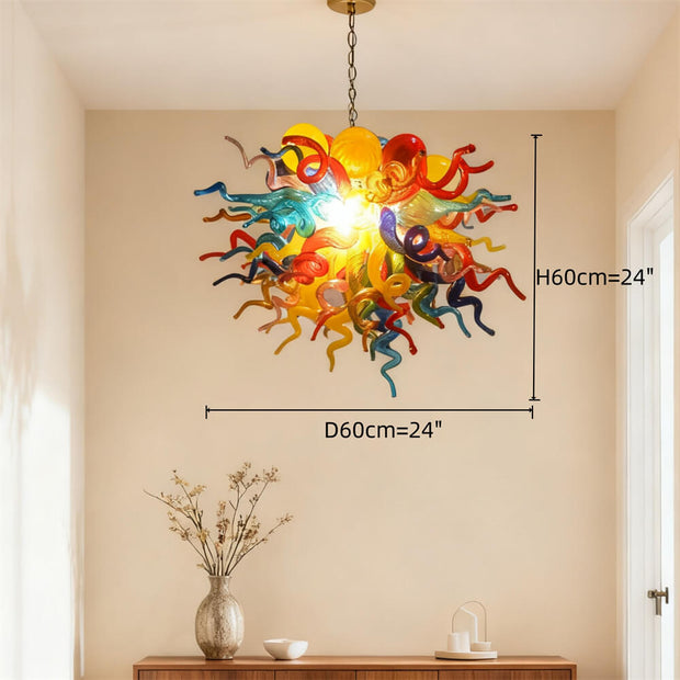 Blown glass colorful chandelier