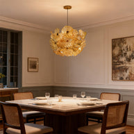 Amber color hand made blown glass flower chandelier home decoration