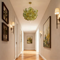 Amber color hand made blown glass flower chandelier home decoration