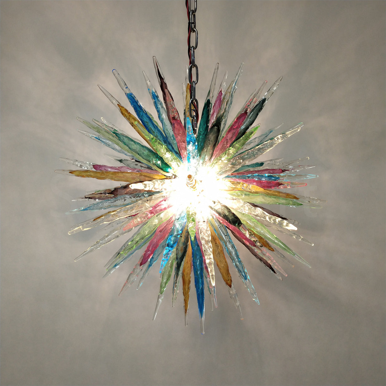 Multicolor hand made blown glass icicle chandelier modern design