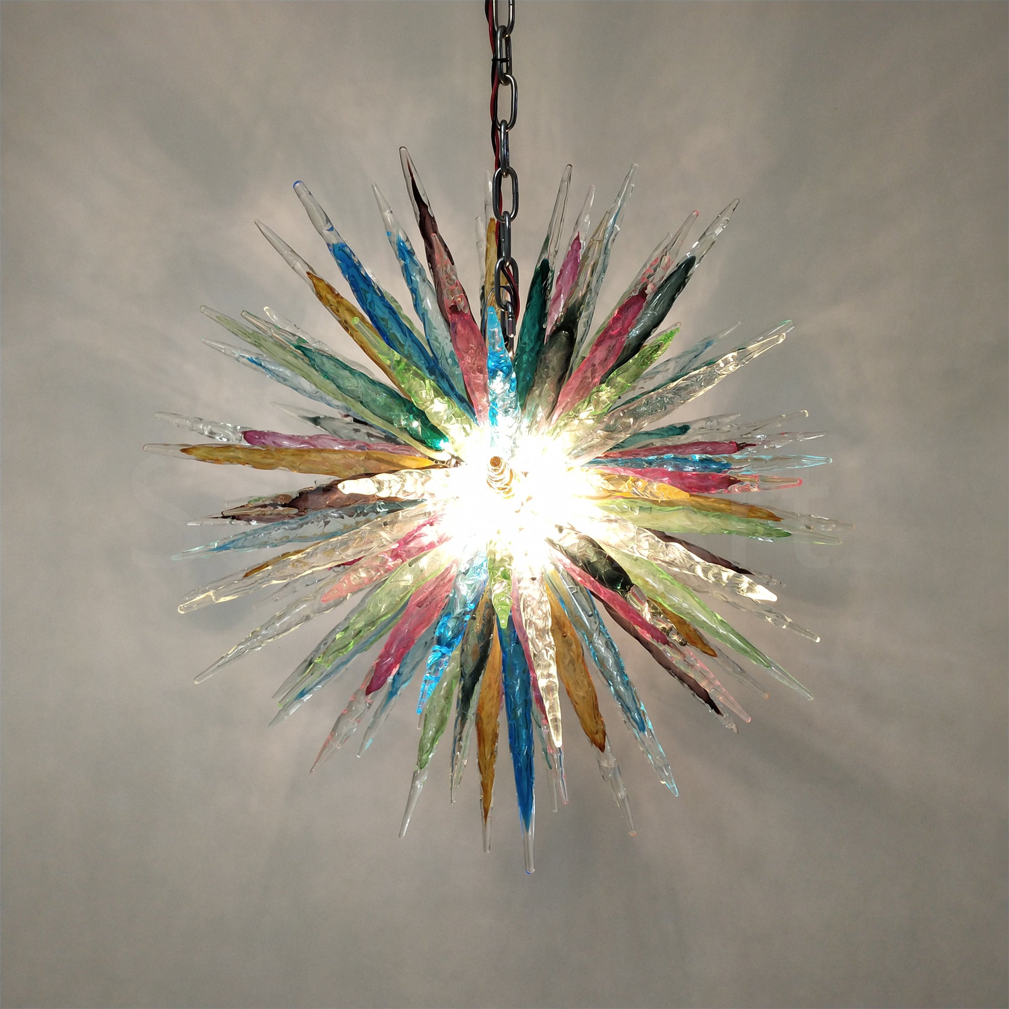Multicolor hand made blown glass icicle chandelier modern design