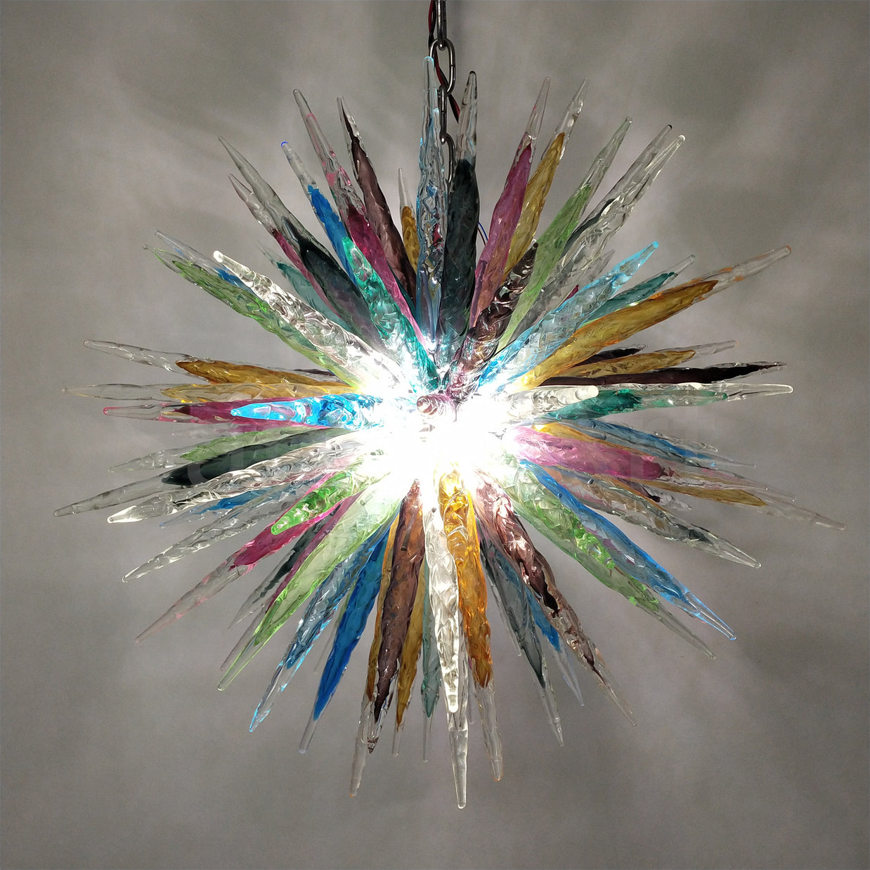 Multicolor hand made blown glass icicle chandelier modern design