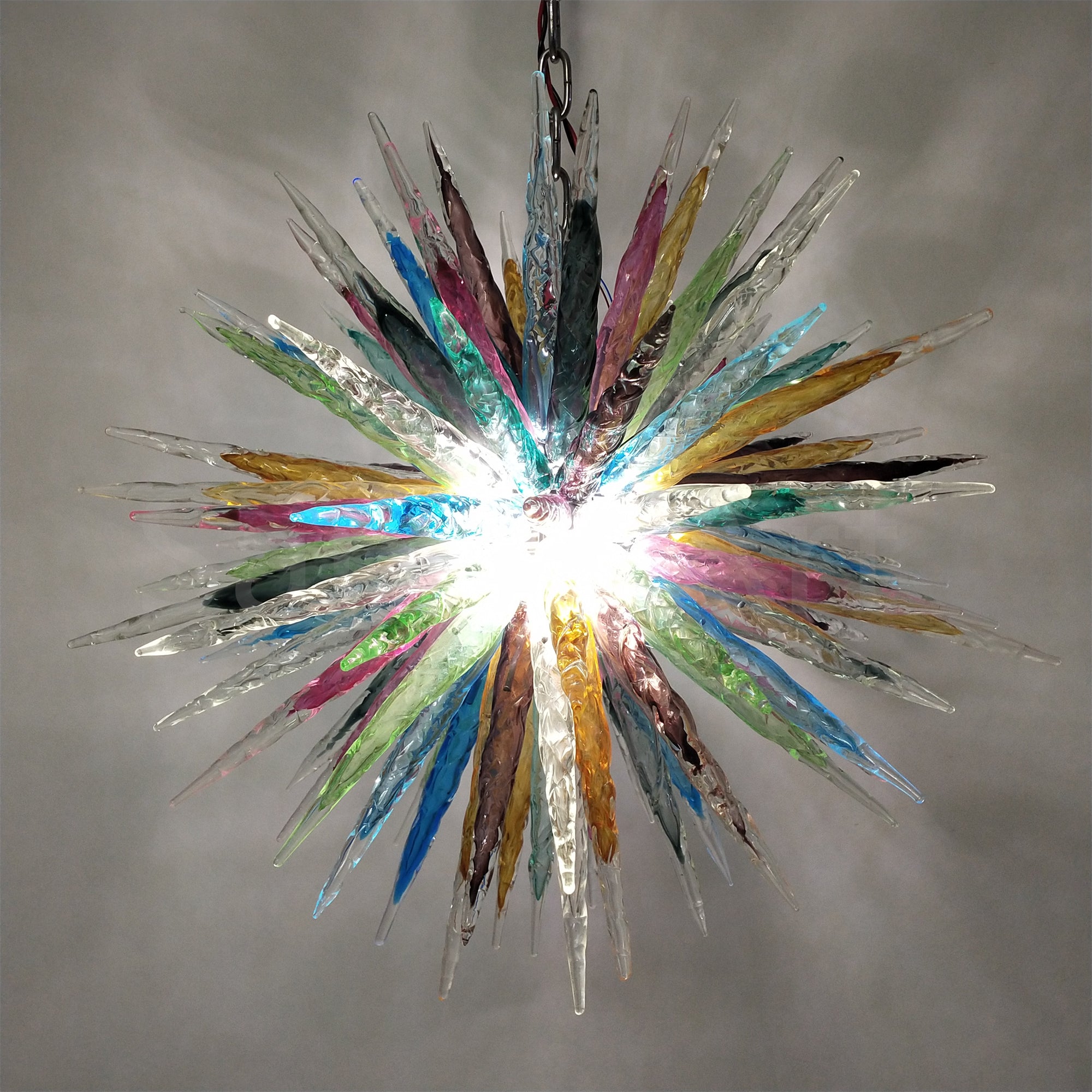 Multicolor hand made blown glass icicle chandelier modern design
