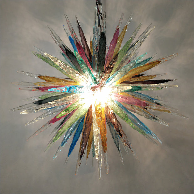 Multicolor hand made blown glass icicle chandelier modern design