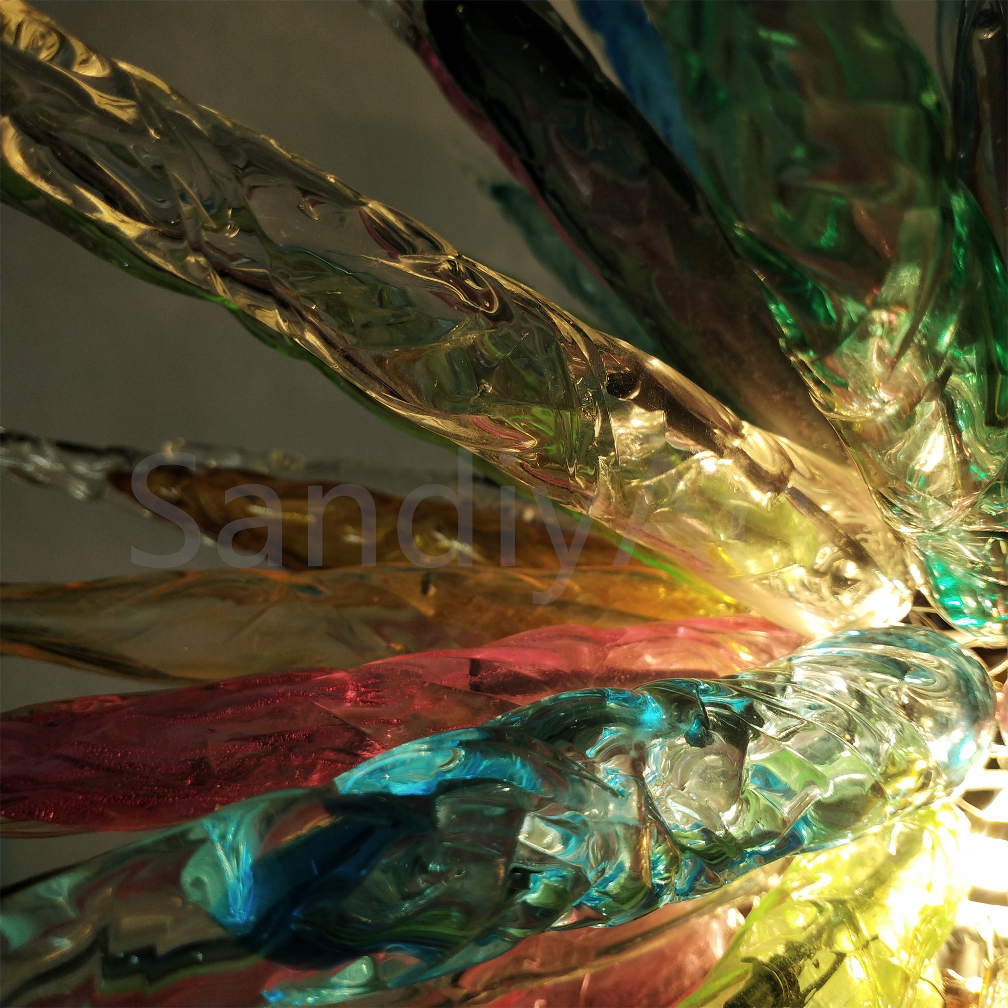 Multicolor hand made blown glass icicle chandelier modern design