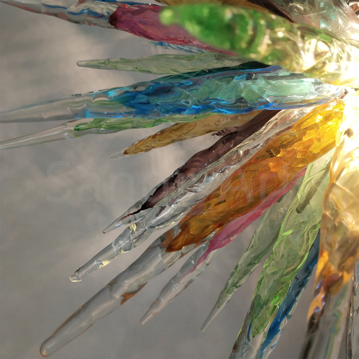 Multicolor hand made blown glass icicle chandelier modern design